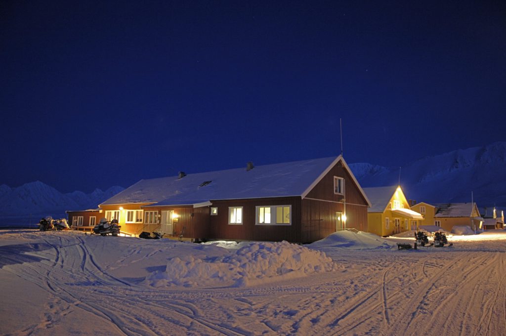 UK Arctic Research Station at night