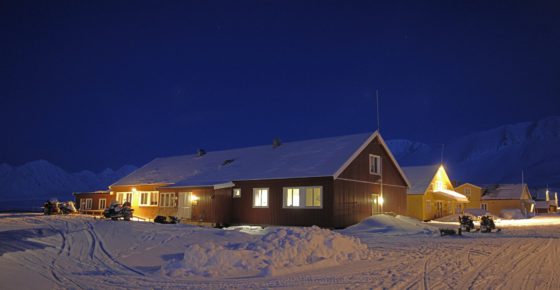 UK Arctic Research Station at night