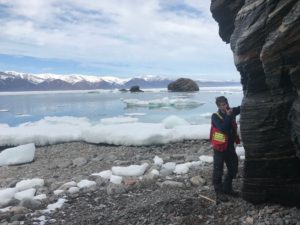Owen Weller conducting geological fieldwork on Baffin Island as part of the UK-Canada Bursaries Programme 2017