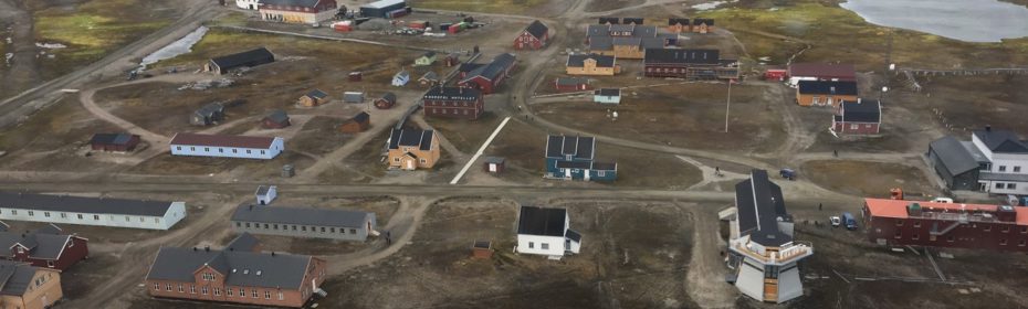 Aerial shot of Ny-Ålesund, Svalbard