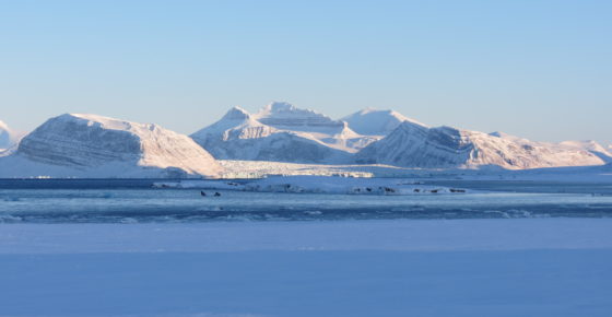 View of the mountains looking east from Ny-Ålesund